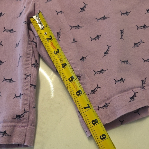 Lavender Shark-Print Flat Front Men’s Shorts - Picture 5 of 6